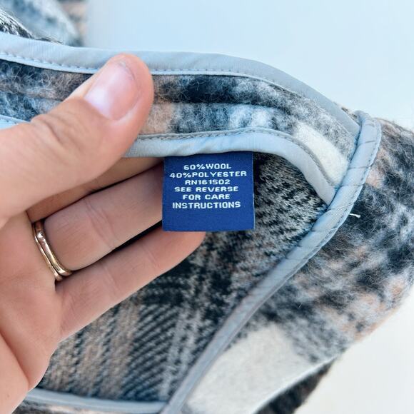 Guidebook Co. Fitzroy Cape Plaid Tartan Long Wool Coat Medium Double Breasted - Picture 11 of 13